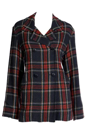 1990s Isaac Mizrahi Black & Red Plaid Blazer Jacket