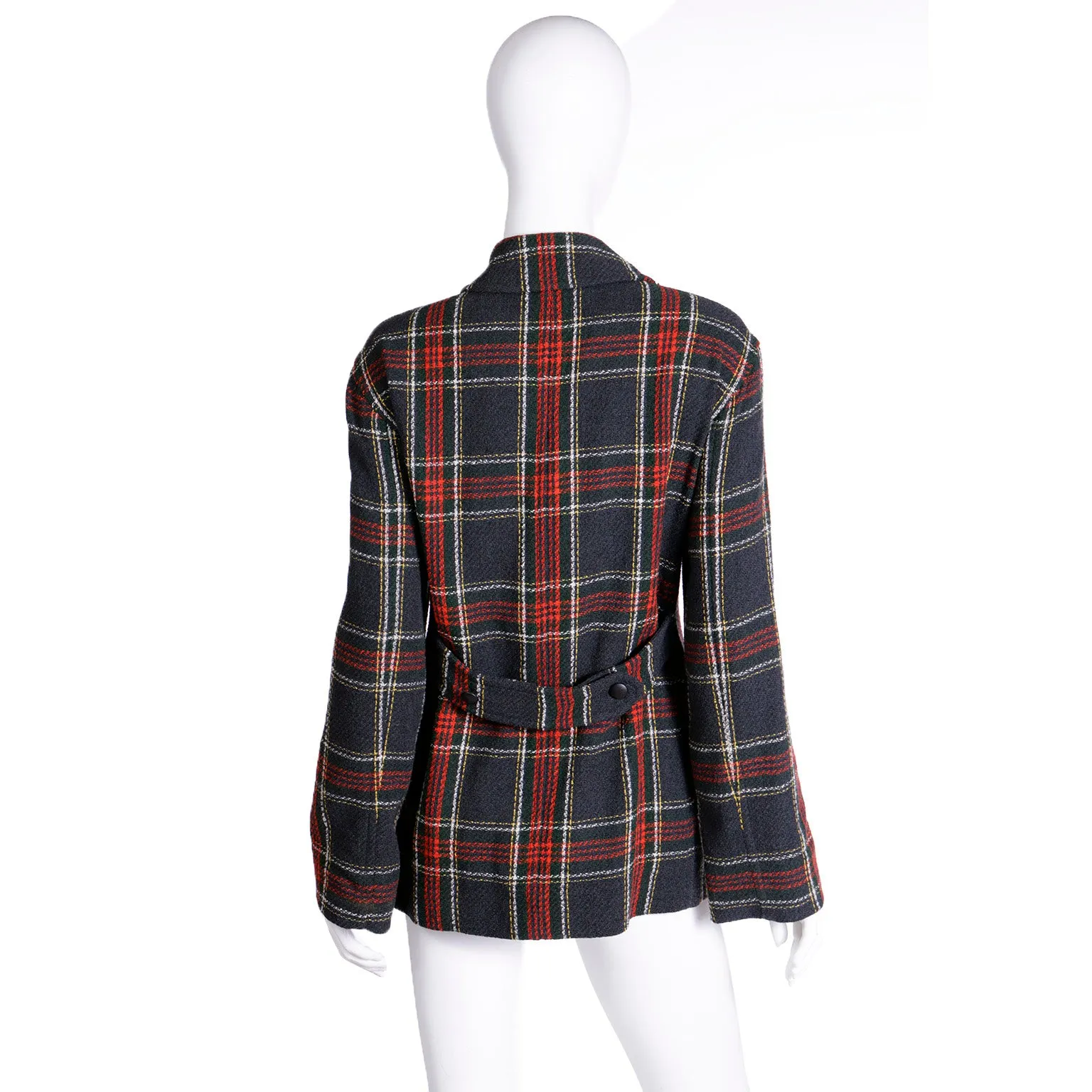 1990s Isaac Mizrahi Black & Red Plaid Blazer Jacket