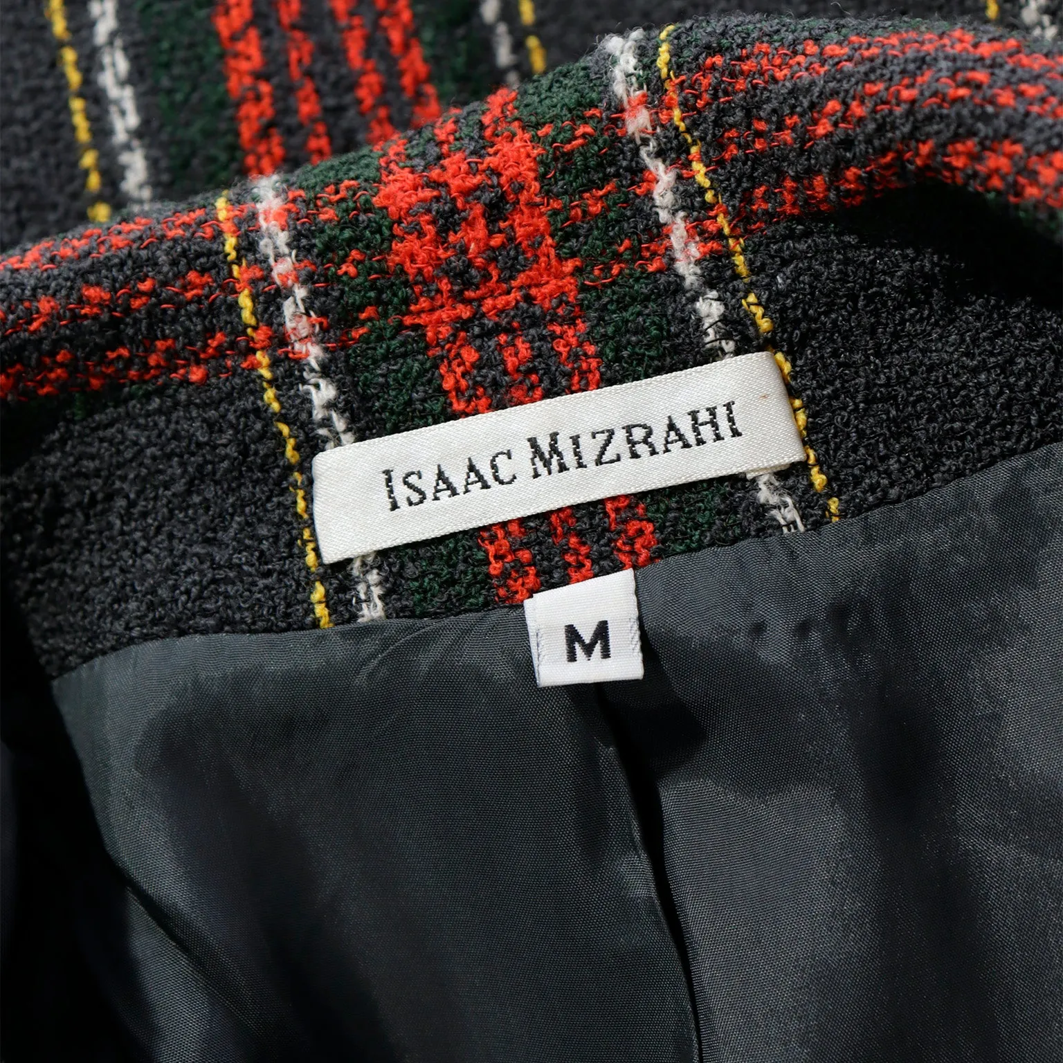 1990s Isaac Mizrahi Black & Red Plaid Blazer Jacket