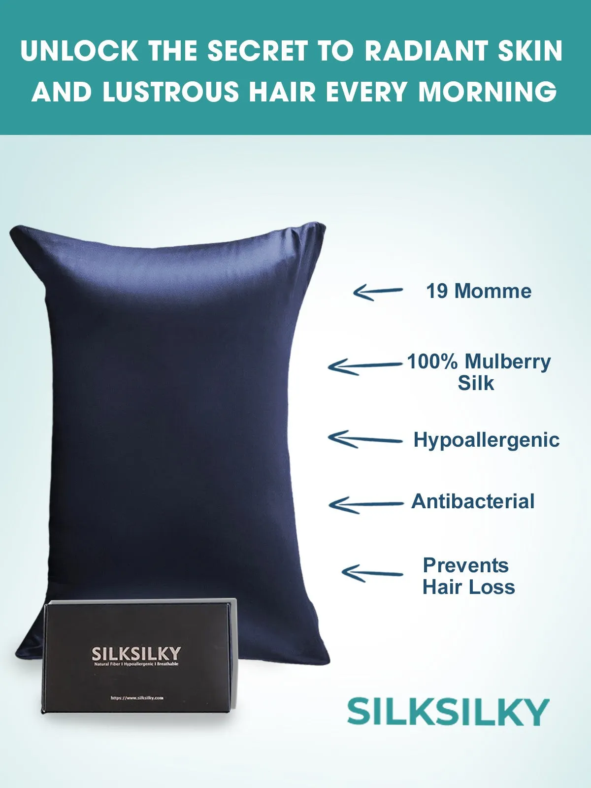 19Momme 100% Mulberry Silk Pillowcase - Hidden Zipper