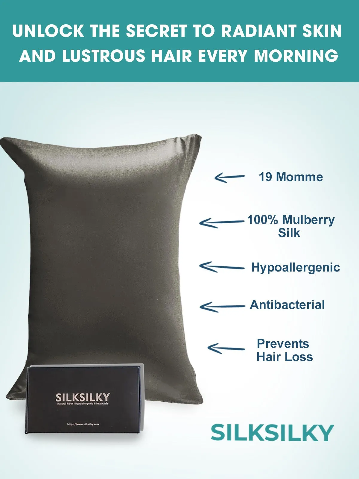 19Momme 100% Mulberry Silk Pillowcase - Hidden Zipper