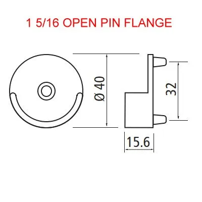 32mm Pinned Single Open Flange for 1 5-16 Diameter Rod, Matte Black