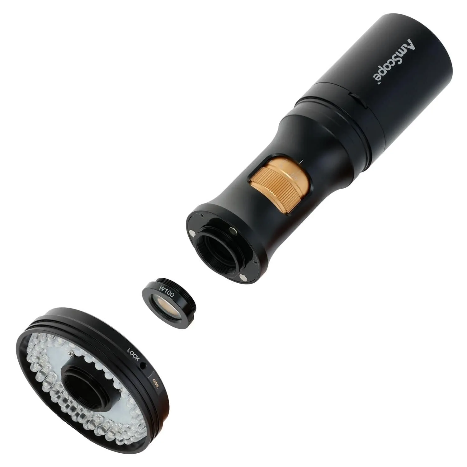 AmScope DM756 Series 1080p HDMI All-in-One Digital Microscope 0.7X-5.6X Magnification with Zoom Optics on Double-Arm Boom-Stand