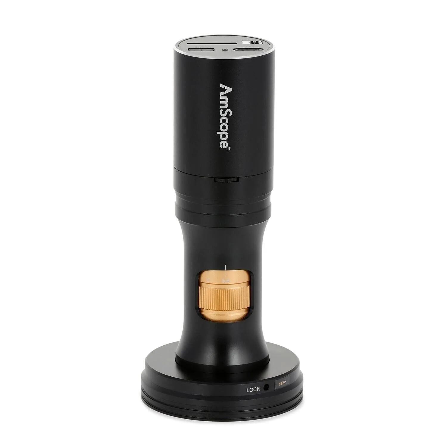AmScope DM756 Series 1080p HDMI All-in-One Digital Microscope 0.7X-5.6X Magnification with Zoom Optics on Double-Arm Boom-Stand