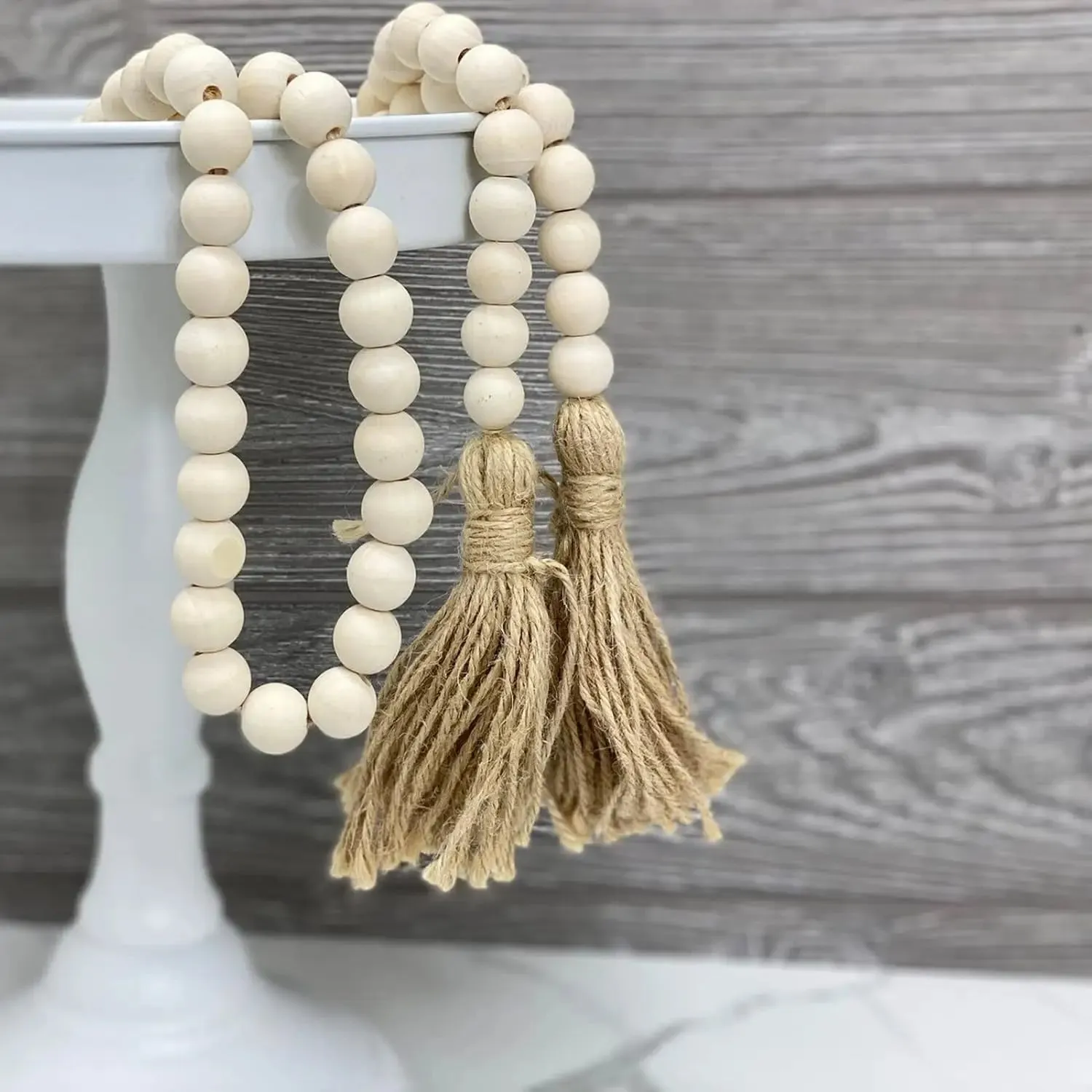 BEADED GARLAND WITH TASSEL RUSTIC COUNTRY BOHO DECORATIONS
