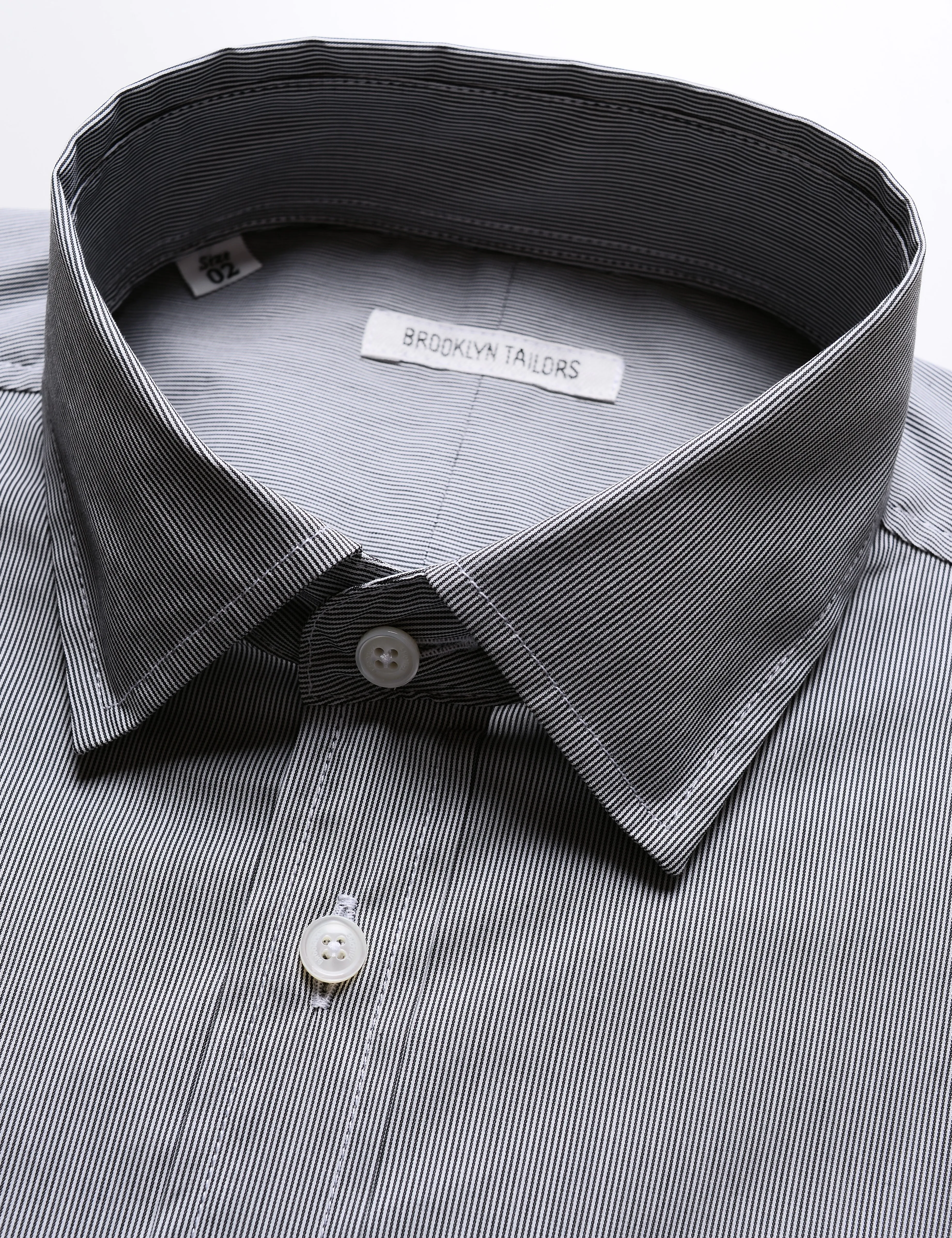 BKT20 Slim Dress Shirt in Hairline Stripe - Granite