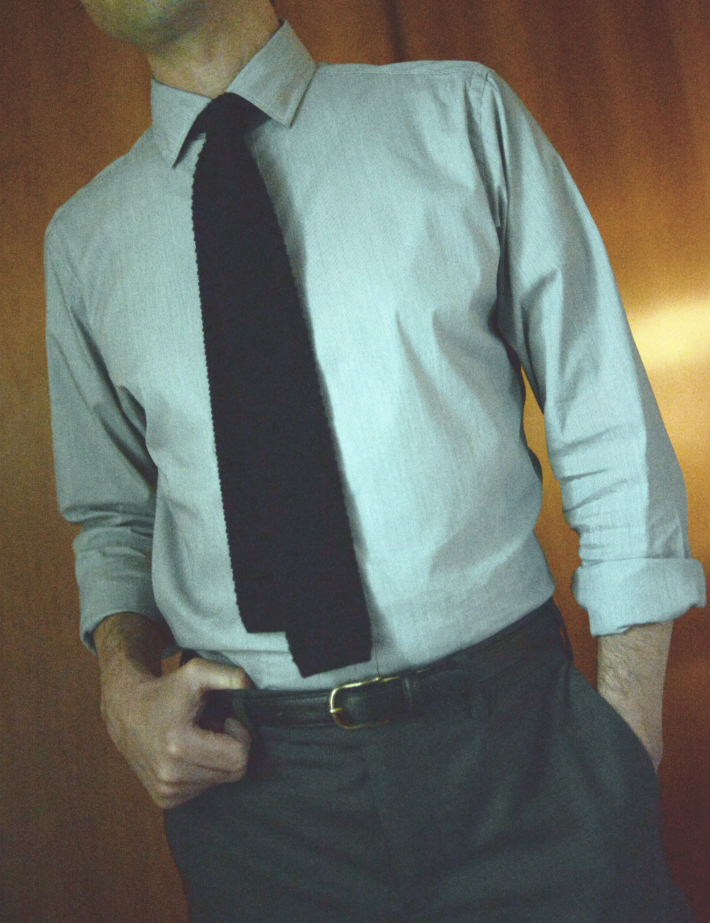 BKT20 Slim Dress Shirt in Hairline Stripe - Granite