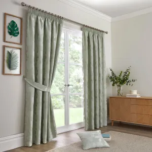 Bramford Pair of Pencil Pleat Curtains by Curtina in Green
