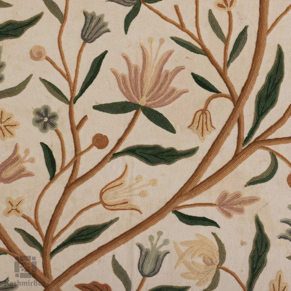 Creme Vine Crewel Embroidered Curtain