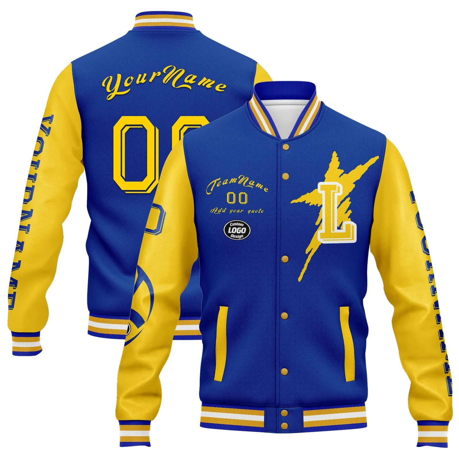 Custom Blue Yellow Los Angeles Jacket and Sports Shoes Combo Offer Personalized Combo ZH-D020294-15