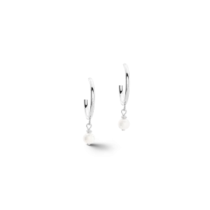 Earrings Creole Freshwater Pearls & chain Multiwear silver