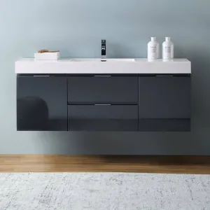 Fresca FCB8360GG-I Valencia 60" Dark Slate Gray Wall Hung Modern Bathroom Vanity