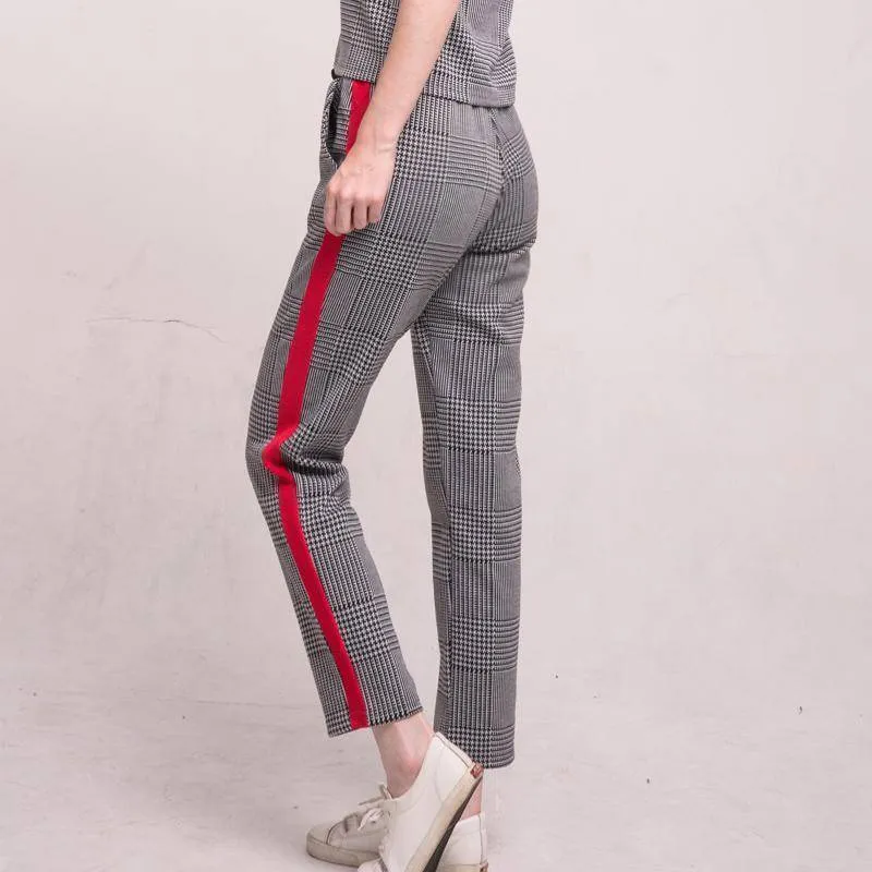 Full Length Plaid Striped Check High Waist Loose Harem SweatPants (US 2-8)