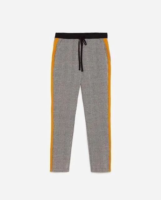 Full Length Plaid Striped Check High Waist Loose Harem SweatPants (US 2-8)