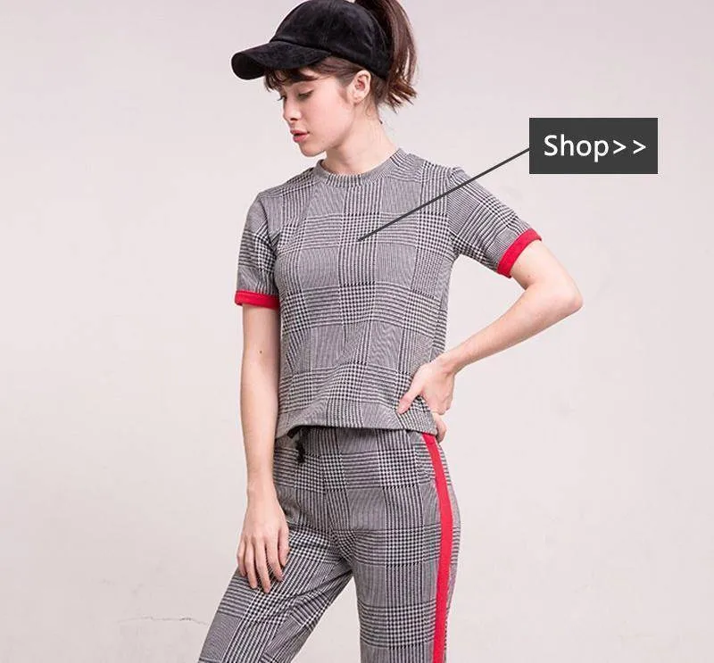 Full Length Plaid Striped Check High Waist Loose Harem SweatPants (US 2-8)