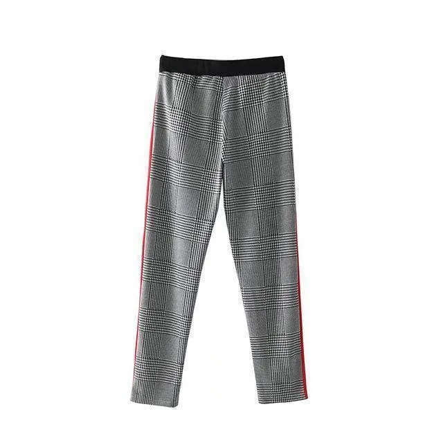 Full Length Plaid Striped Check High Waist Loose Harem SweatPants (US 2-8)