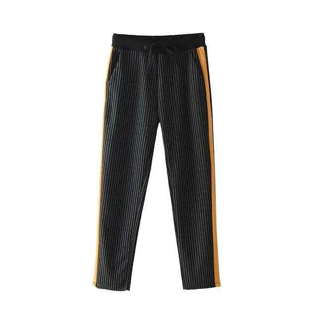 Full Length Plaid Striped Check High Waist Loose Harem SweatPants (US 2-8)