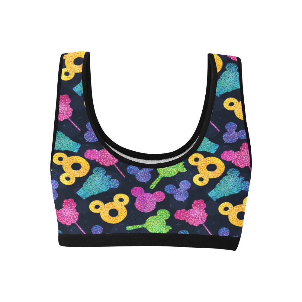 Glitter Park Snacks Women's Athletic Sports Bra