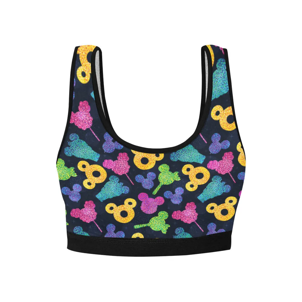 Glitter Park Snacks Women's Athletic Sports Bra