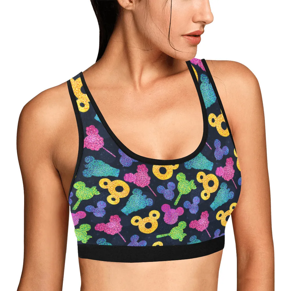 Glitter Park Snacks Women's Athletic Sports Bra