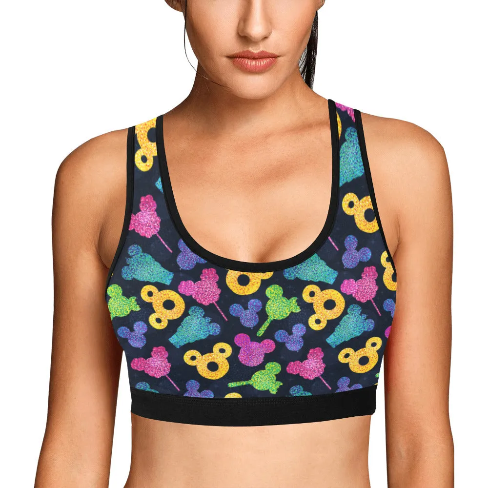 Glitter Park Snacks Women's Athletic Sports Bra