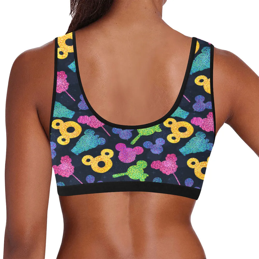 Glitter Park Snacks Women's Athletic Sports Bra