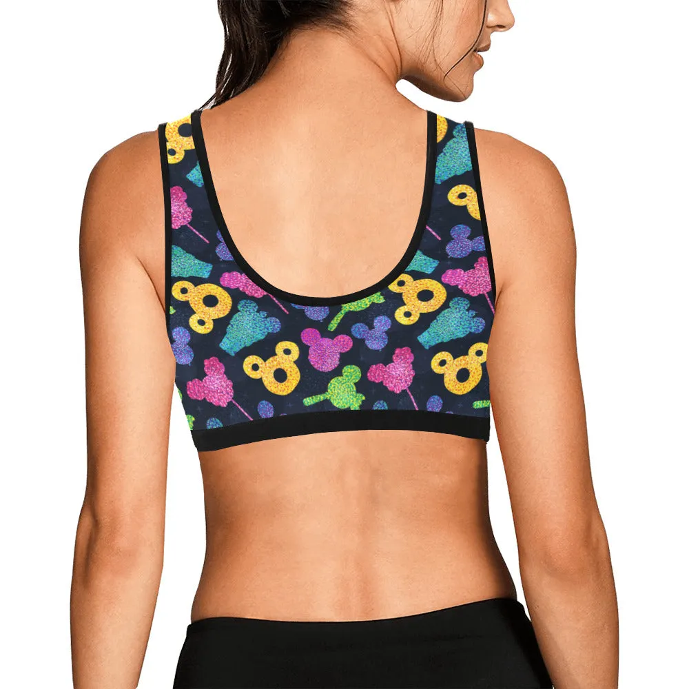Glitter Park Snacks Women's Athletic Sports Bra