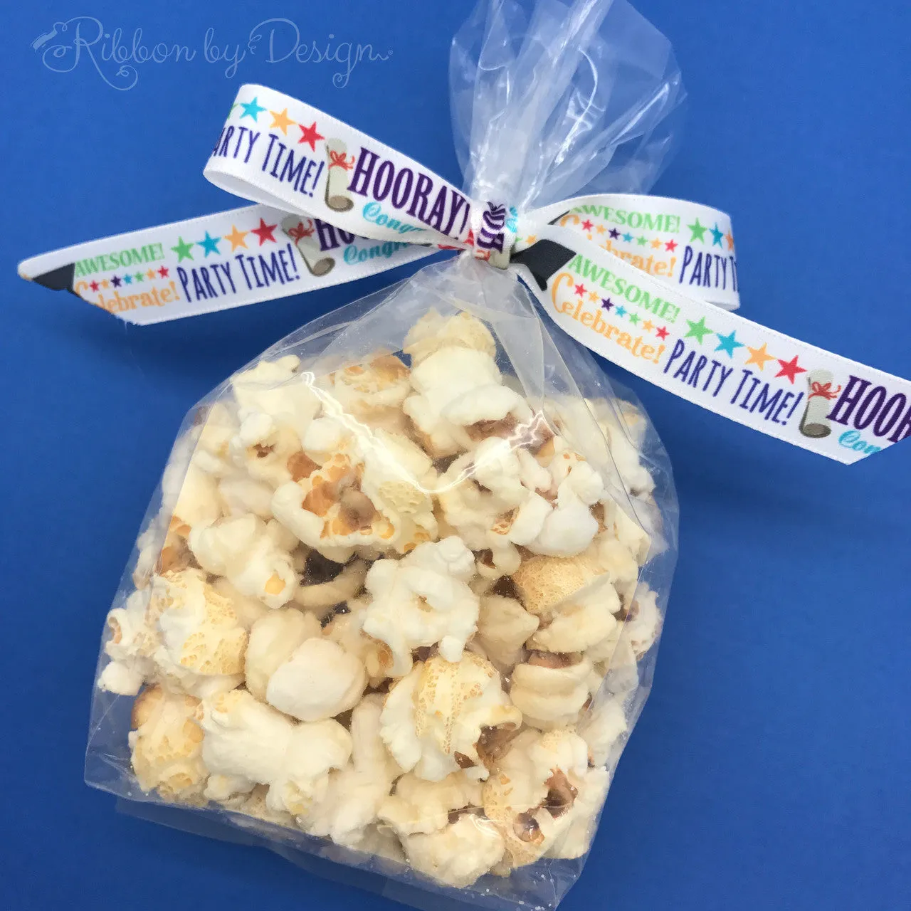 Graduation ribbon word block for gift wrap, candy shop, party favors, cookies, sweets table, cake pops, printed on 5/8"  white satin