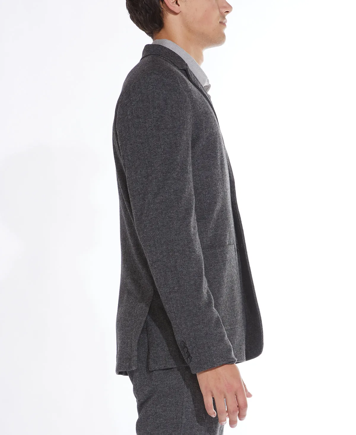 Gustave Herringbone Knit Blazer (Charcoal/Gray)