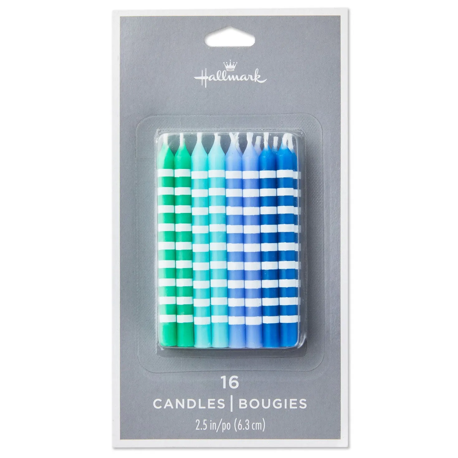 Hallmark Cool Hues Striped Birthday Candles, Set of 16