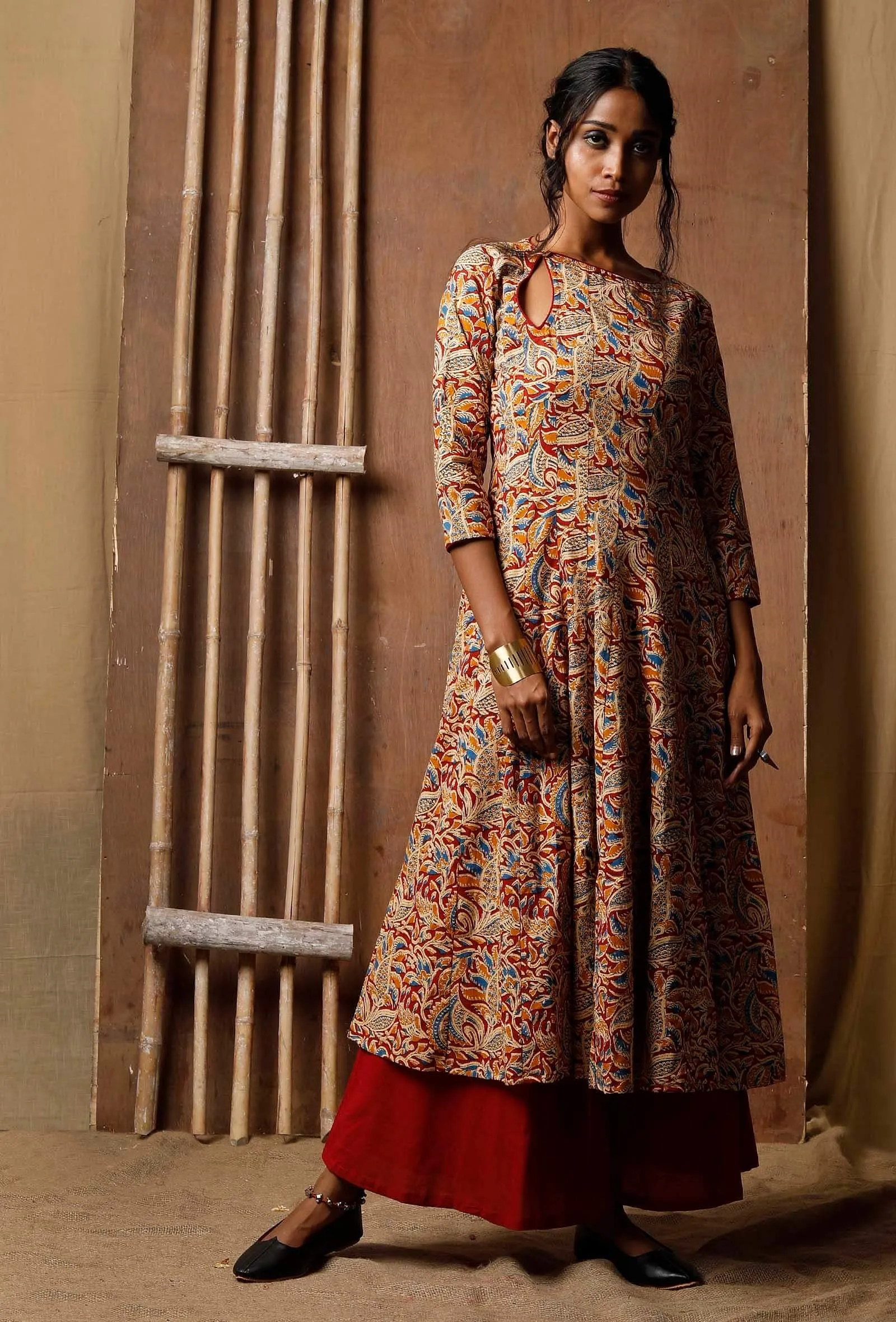 Kalidar Kalamkari Cotton Kurta