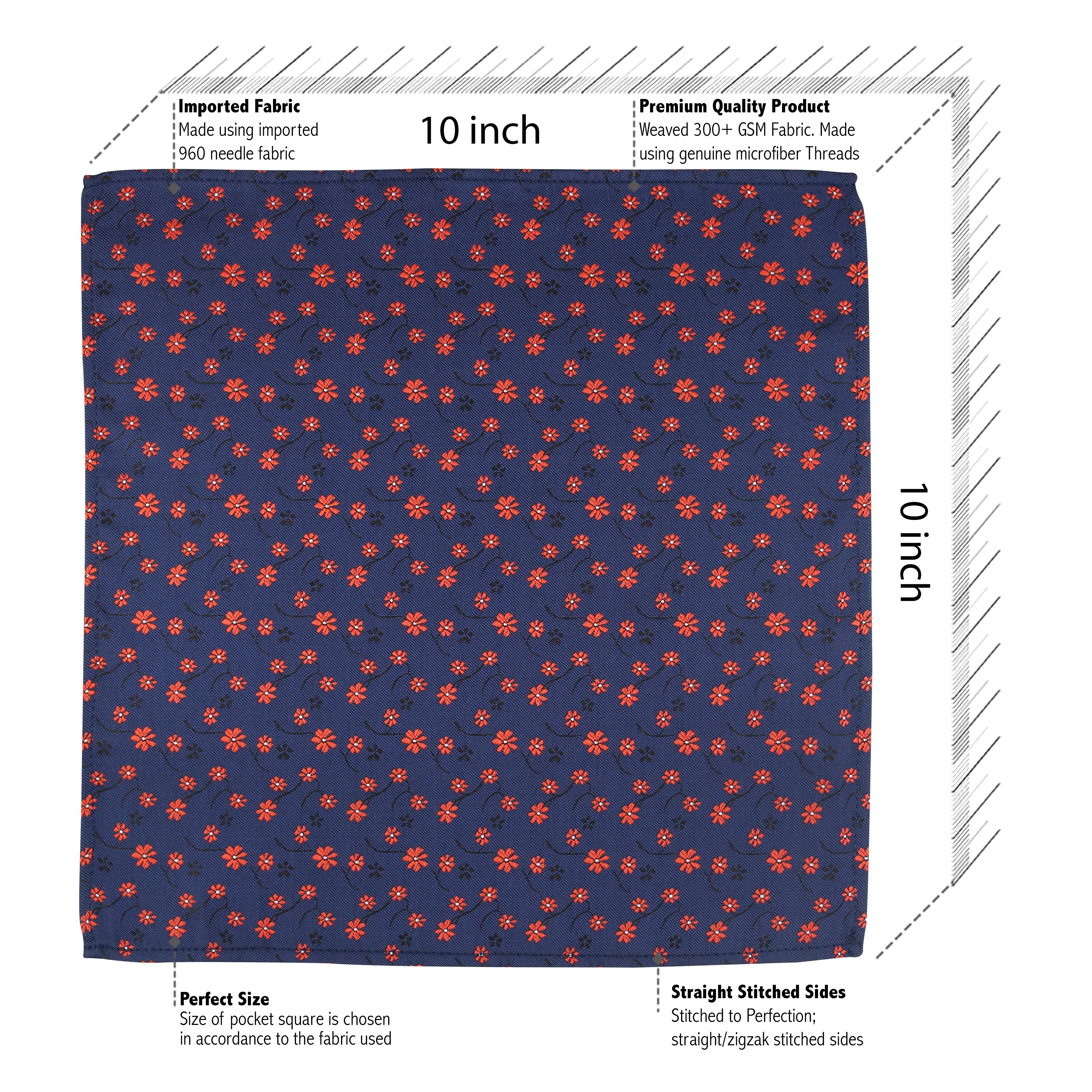 Kovove The Enchanting Floral Blue Necktie and Pocket Square Gift Box