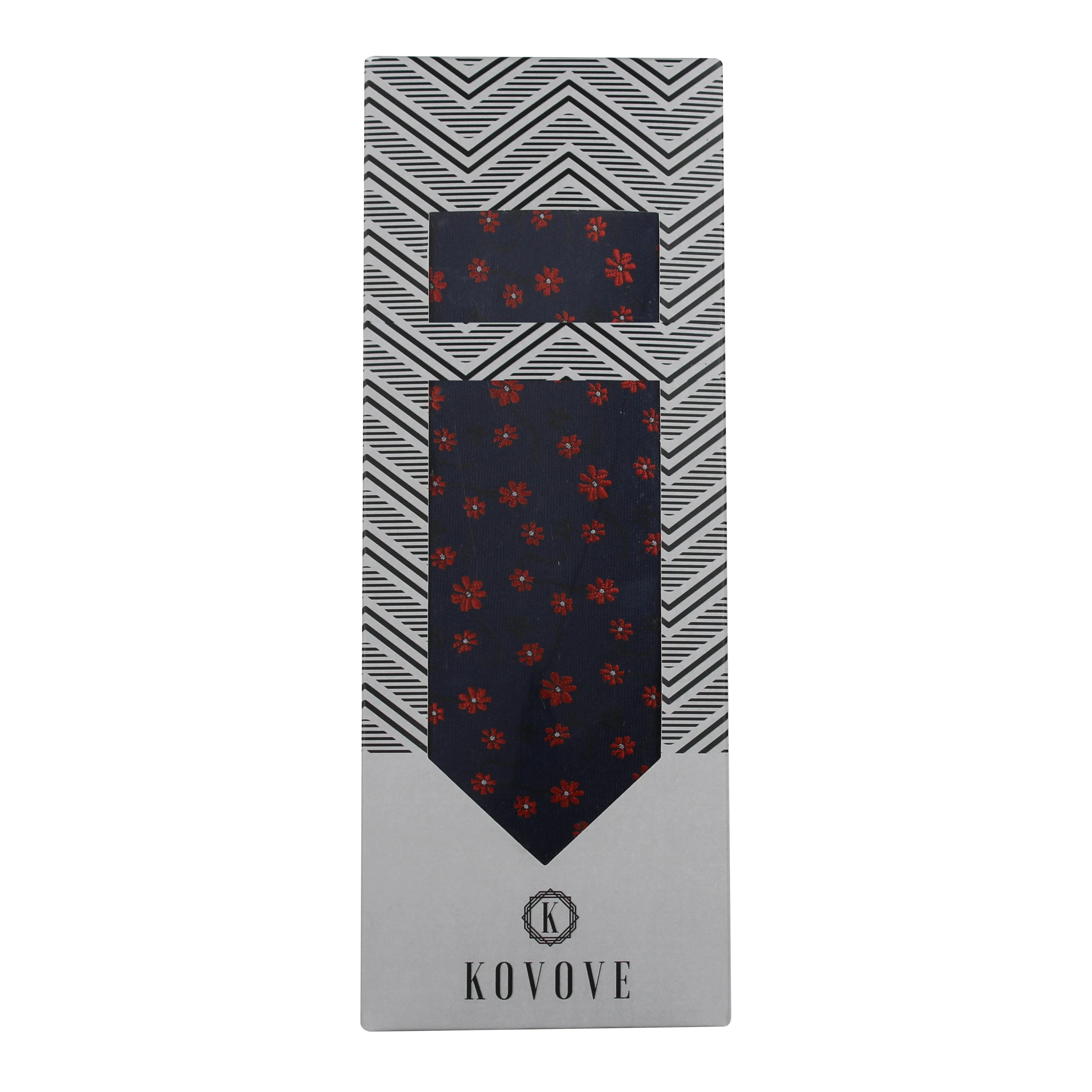 Kovove The Enchanting Floral Blue Necktie and Pocket Square Gift Box
