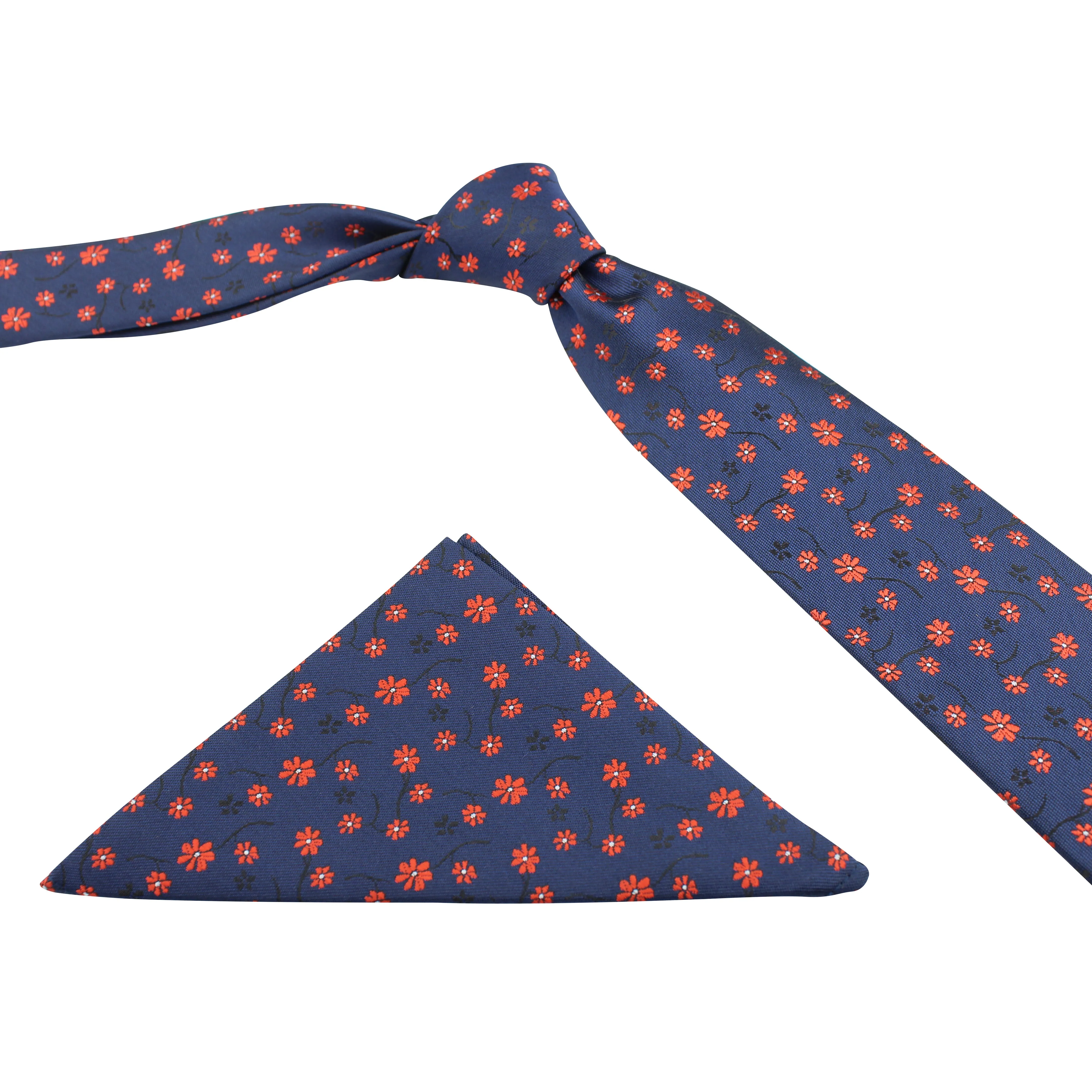 Kovove The Enchanting Floral Blue Necktie and Pocket Square Gift Box