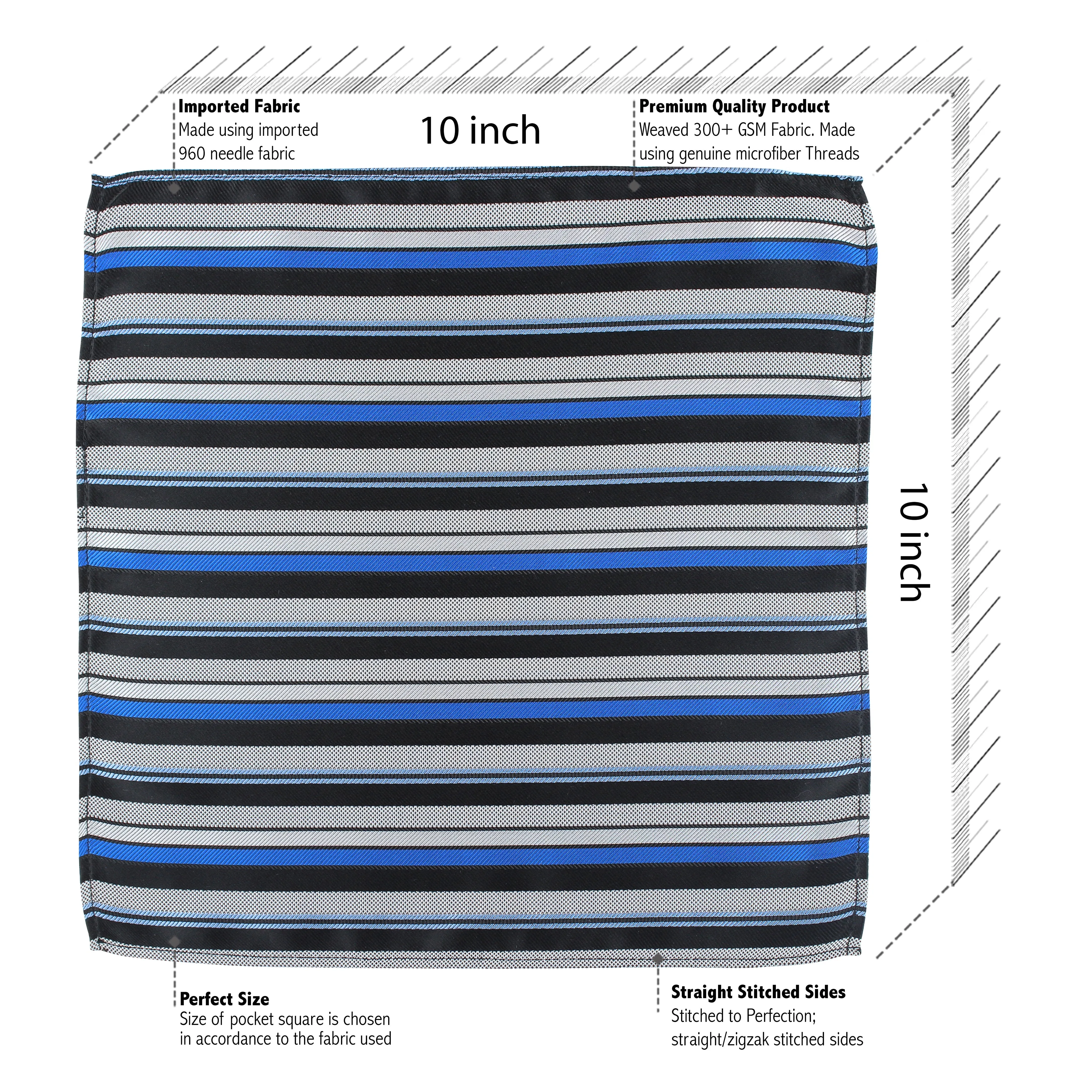 Kovove The Stripedara Grey Pocket Square For Men