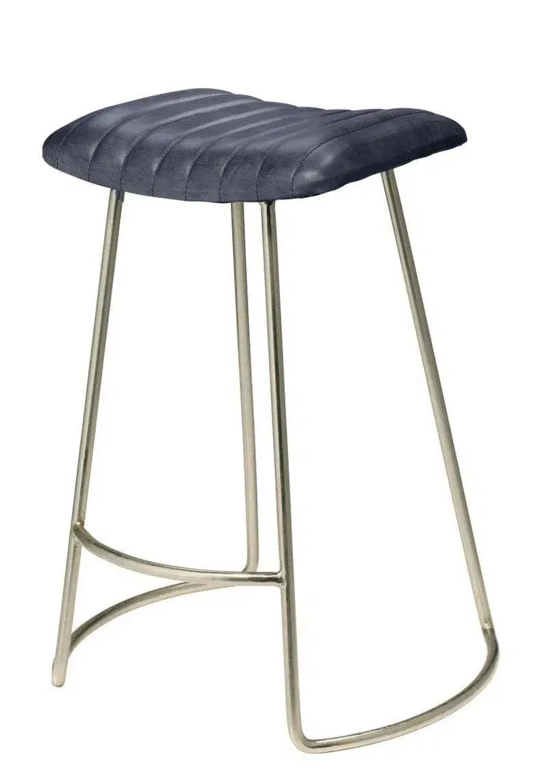 Luke Grey Buffalo Leather Counter Stool Without Back