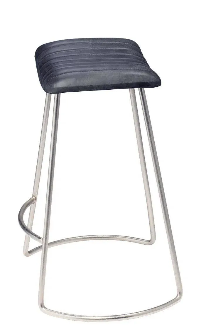 Luke Grey Buffalo Leather Counter Stool Without Back