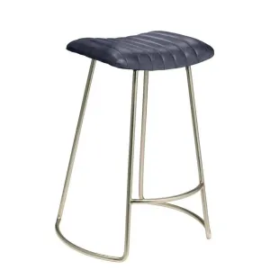 Luke Grey Buffalo Leather Counter Stool Without Back