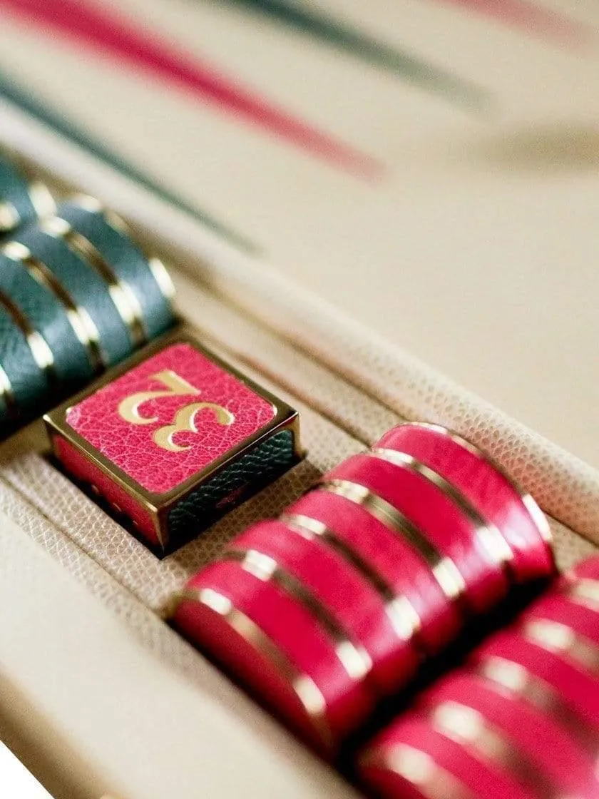 Magnolia and Rose Leather Backgammon Board by Geoffrey Parker