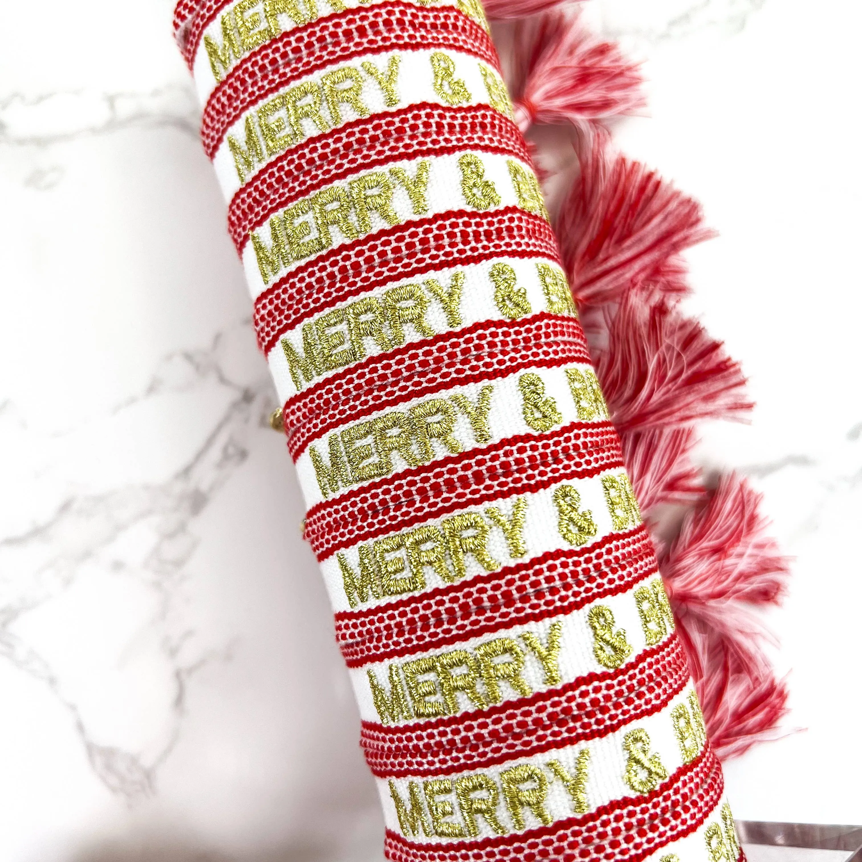 Merry & Bright Embroidered Woven Bracelet