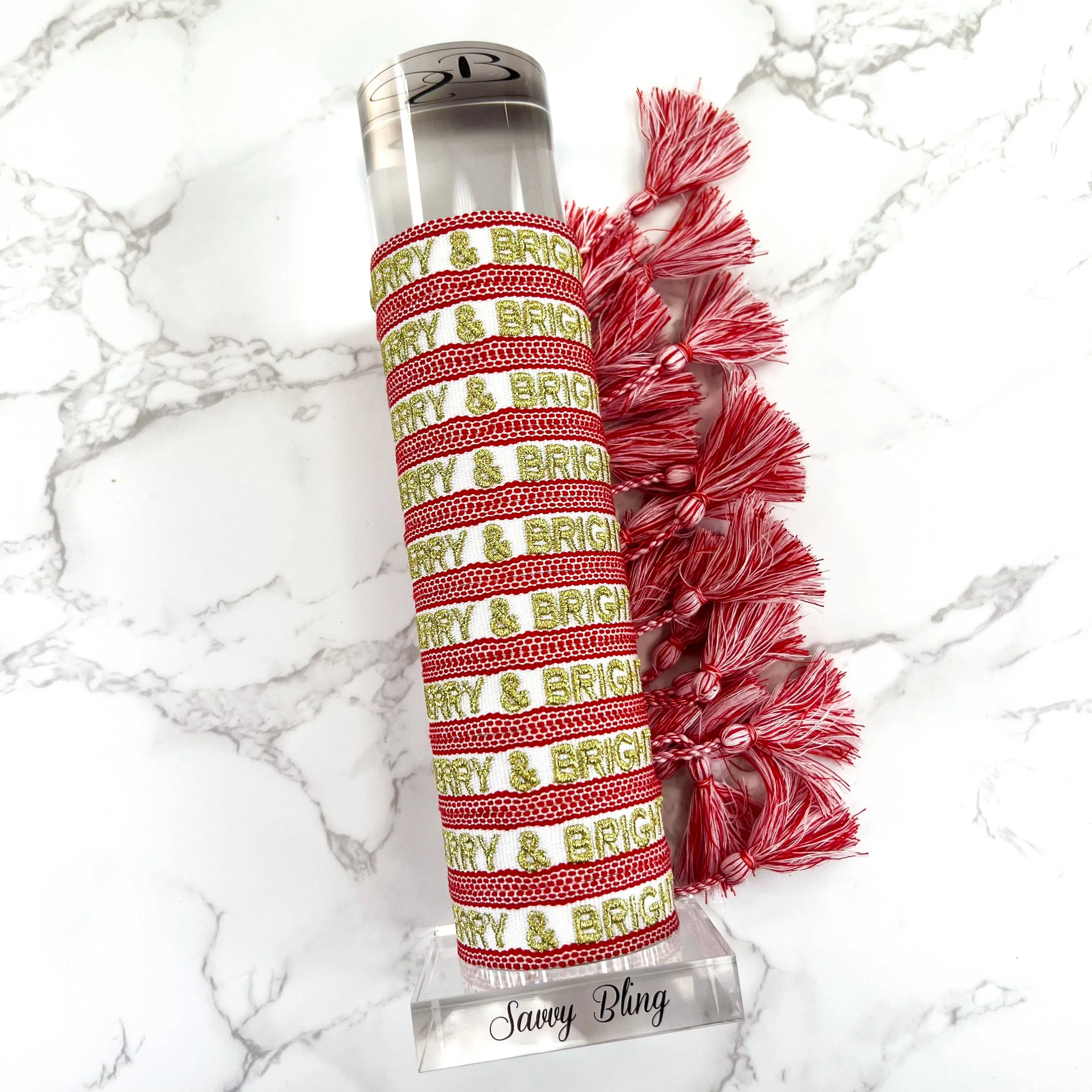 Merry & Bright Embroidered Woven Bracelet