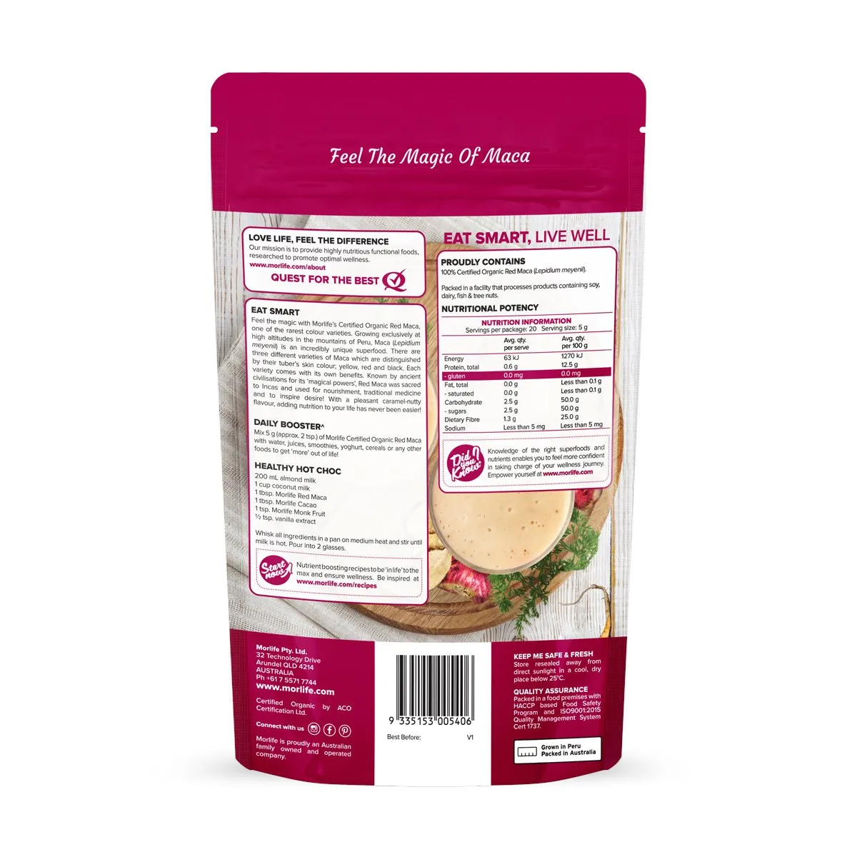 Morlife Maca Red Powder Cert. Org. 100G