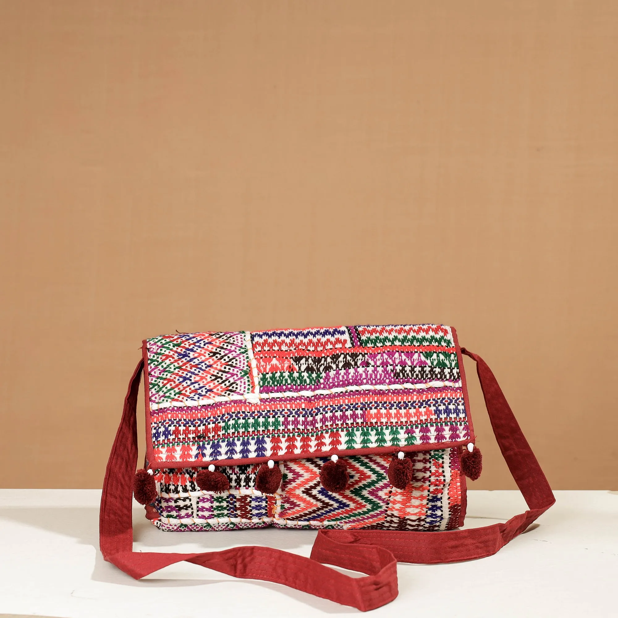 Multicolor - Handcrafted Mirror Work Embroidered Sling Bag