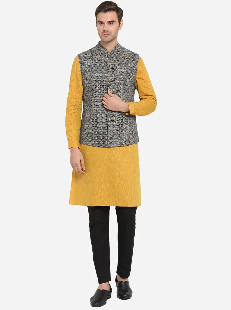 Navy & Beige Bandhgala Jacket | Greenfibre