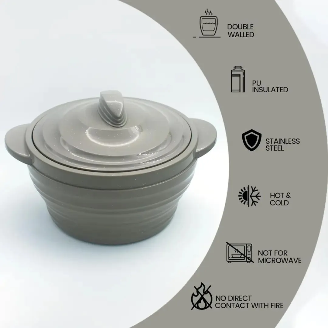Nayasa Cornello Insulated Inner Stainless Steel Casserole Set of 3 (500ml, 1000ml, 1500ml) - Cool Green
