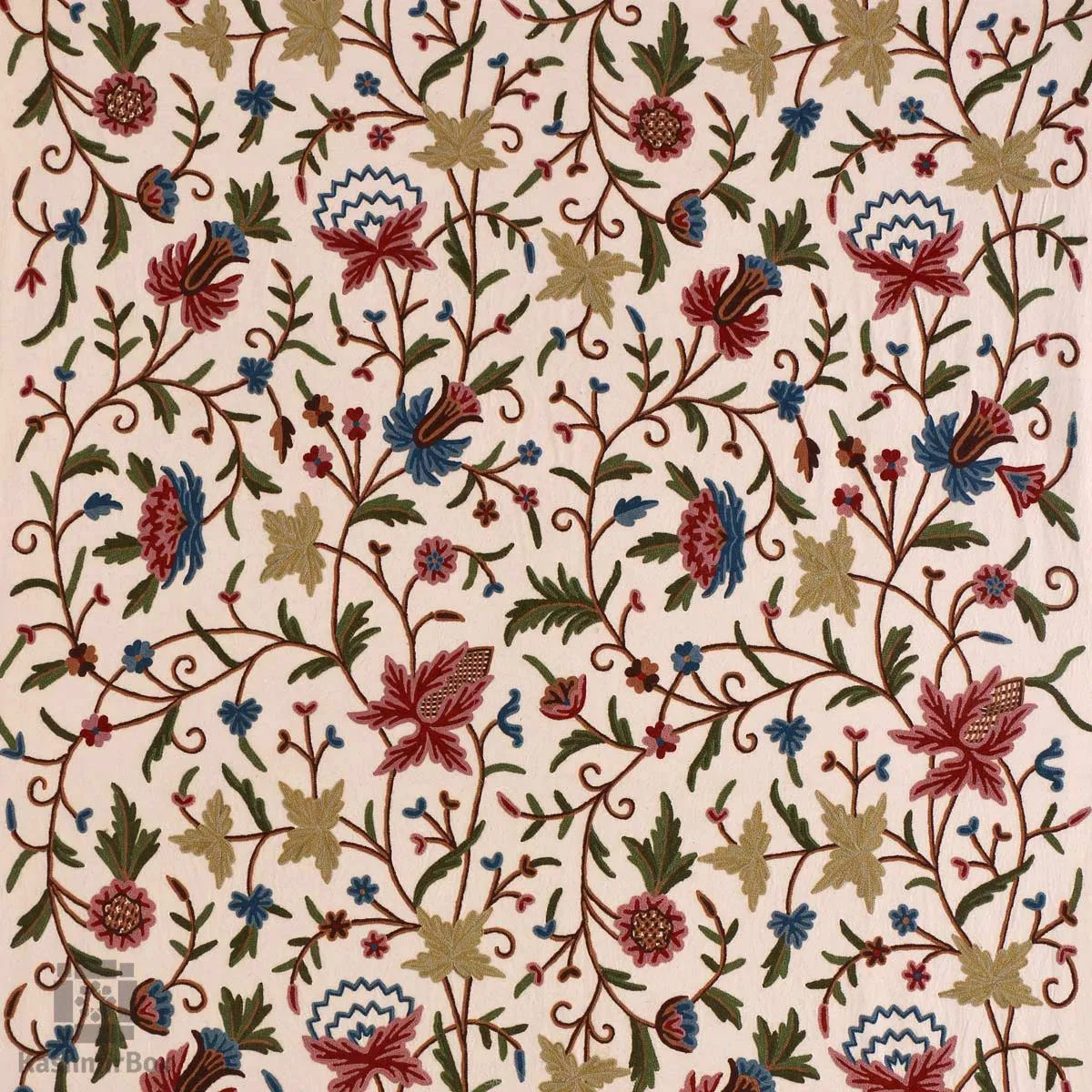 Pearl White Flowered Embroidered Curtain