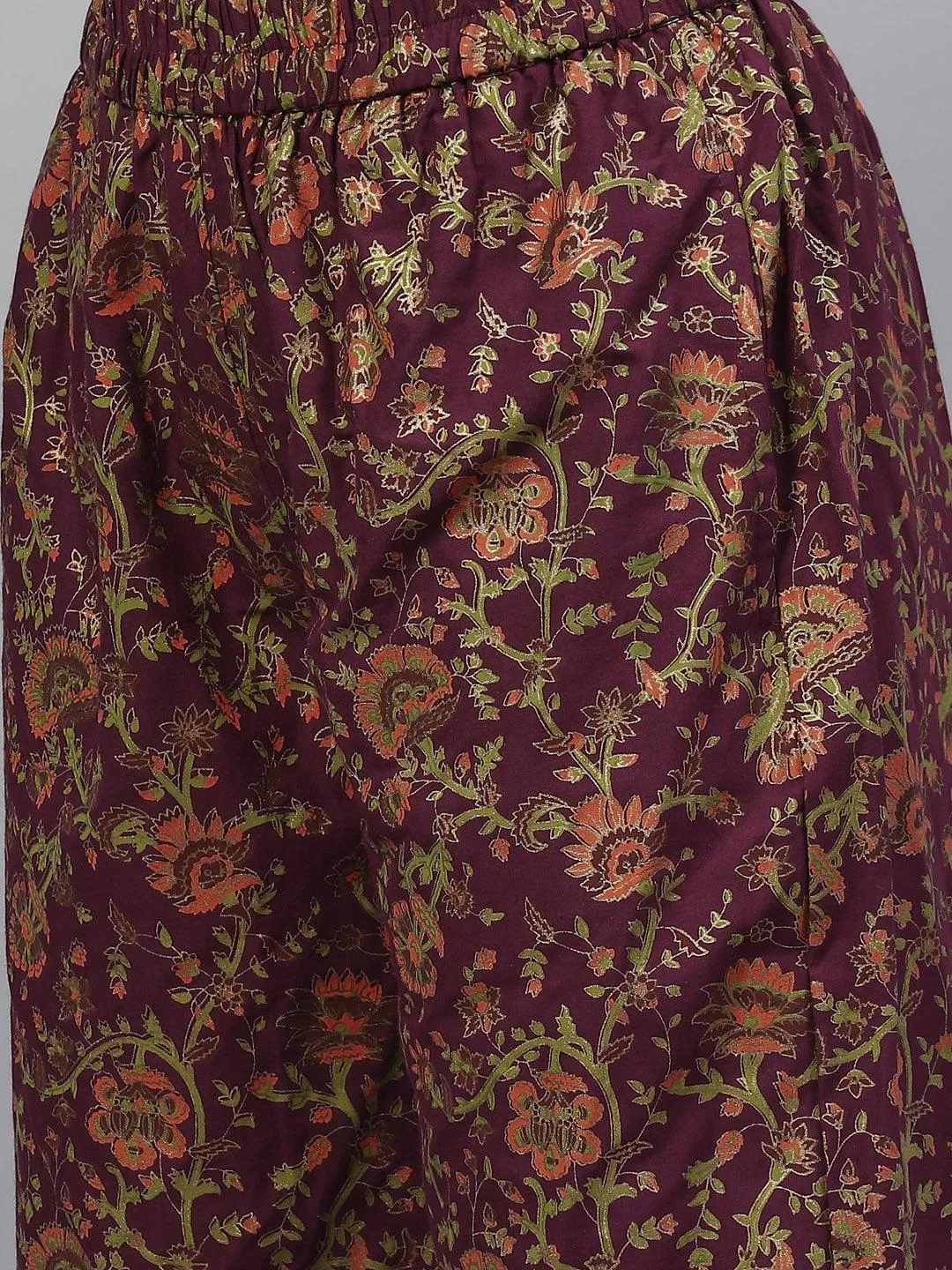 Purple Cotton Straight Kurta Pant Set With Dupatta