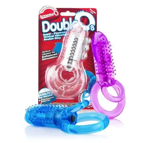 Screaming o Silicone Blue Extra Powerful Vibrating Double Cock Ring