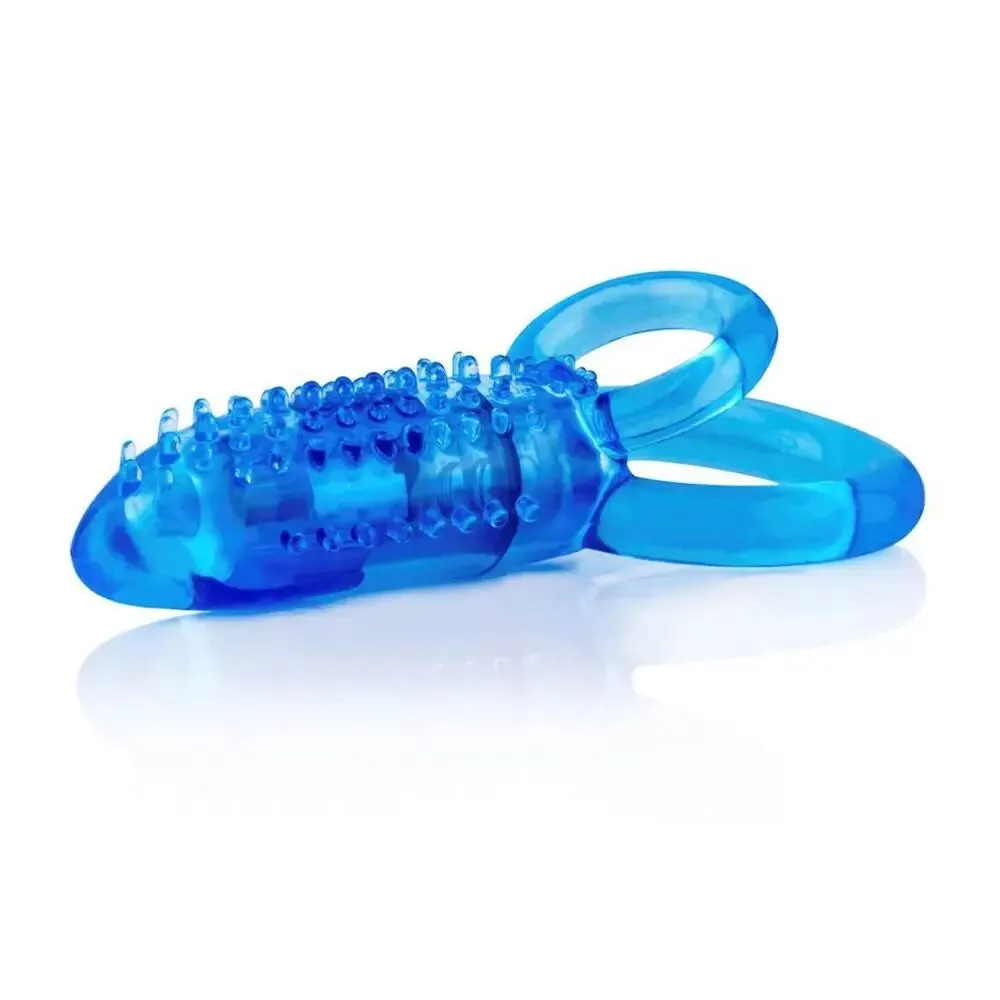 Screaming o Silicone Blue Extra Powerful Vibrating Double Cock Ring