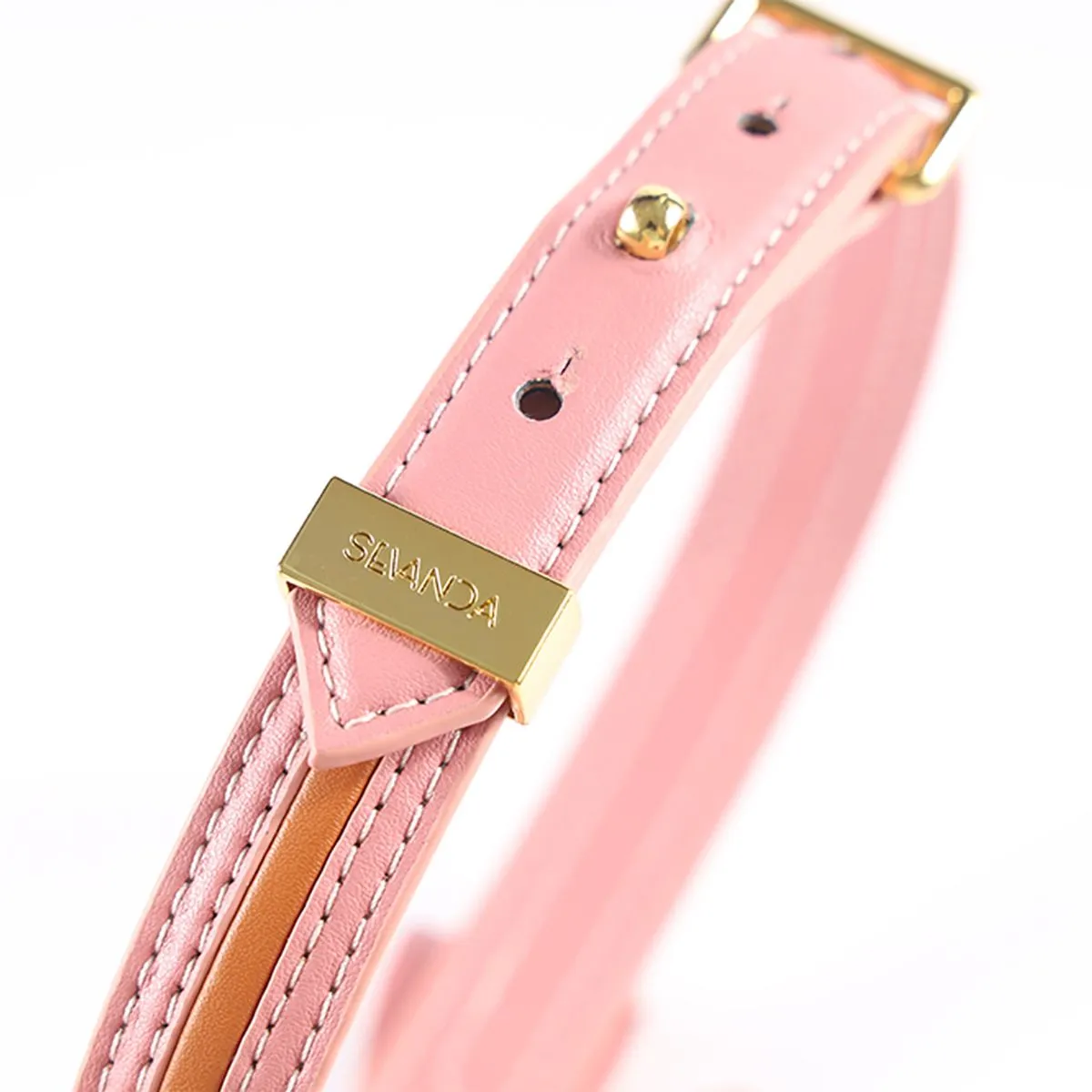 Genuine Leather Collar with Heart and Butterfly Details for Dogs - Sevanda Love Series
